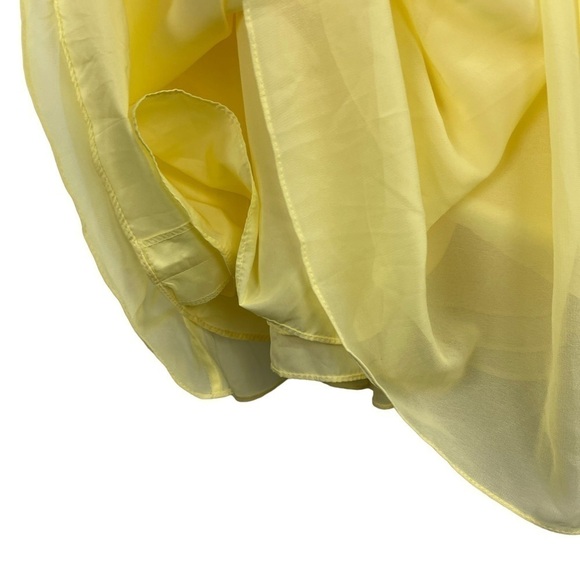 AZAZIE AMANI DAFFODIL YELLOW PLEATED CHIFFON HALTER KNEE LENGTH BRIDESMAID DRESS - Picture 11 of 13